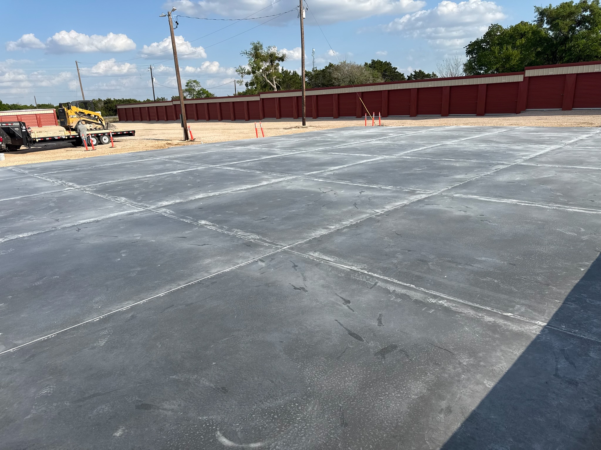 Finished 9,600 square foot shop foundation slab in Burnet, Texas