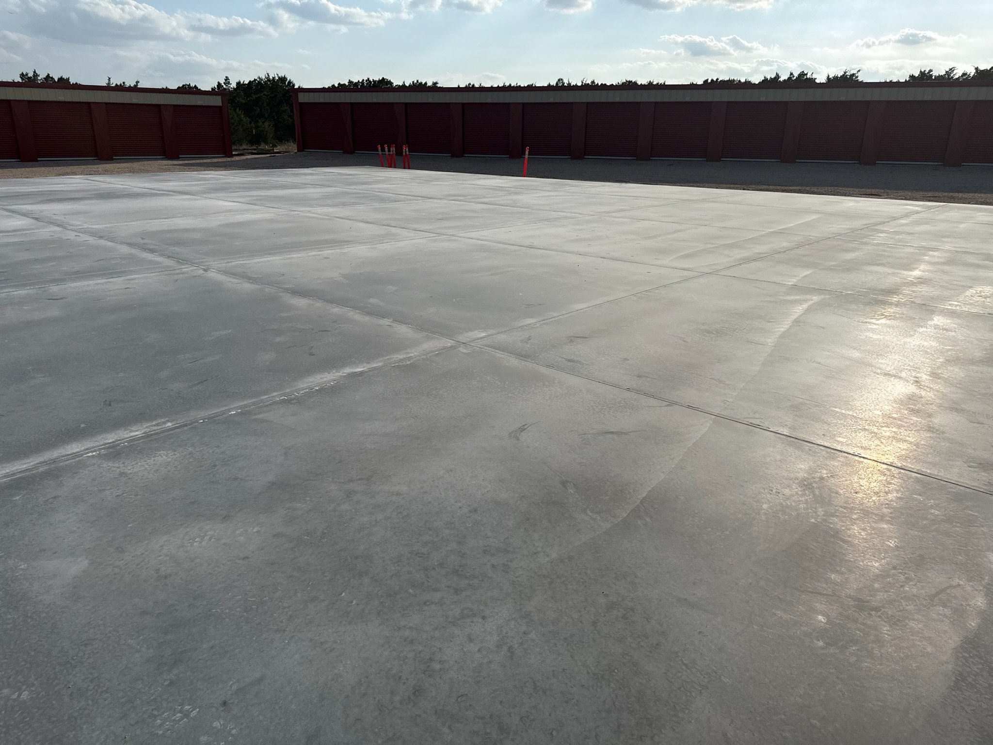 Clean concrete finish on a large Burnet TX shop foundation