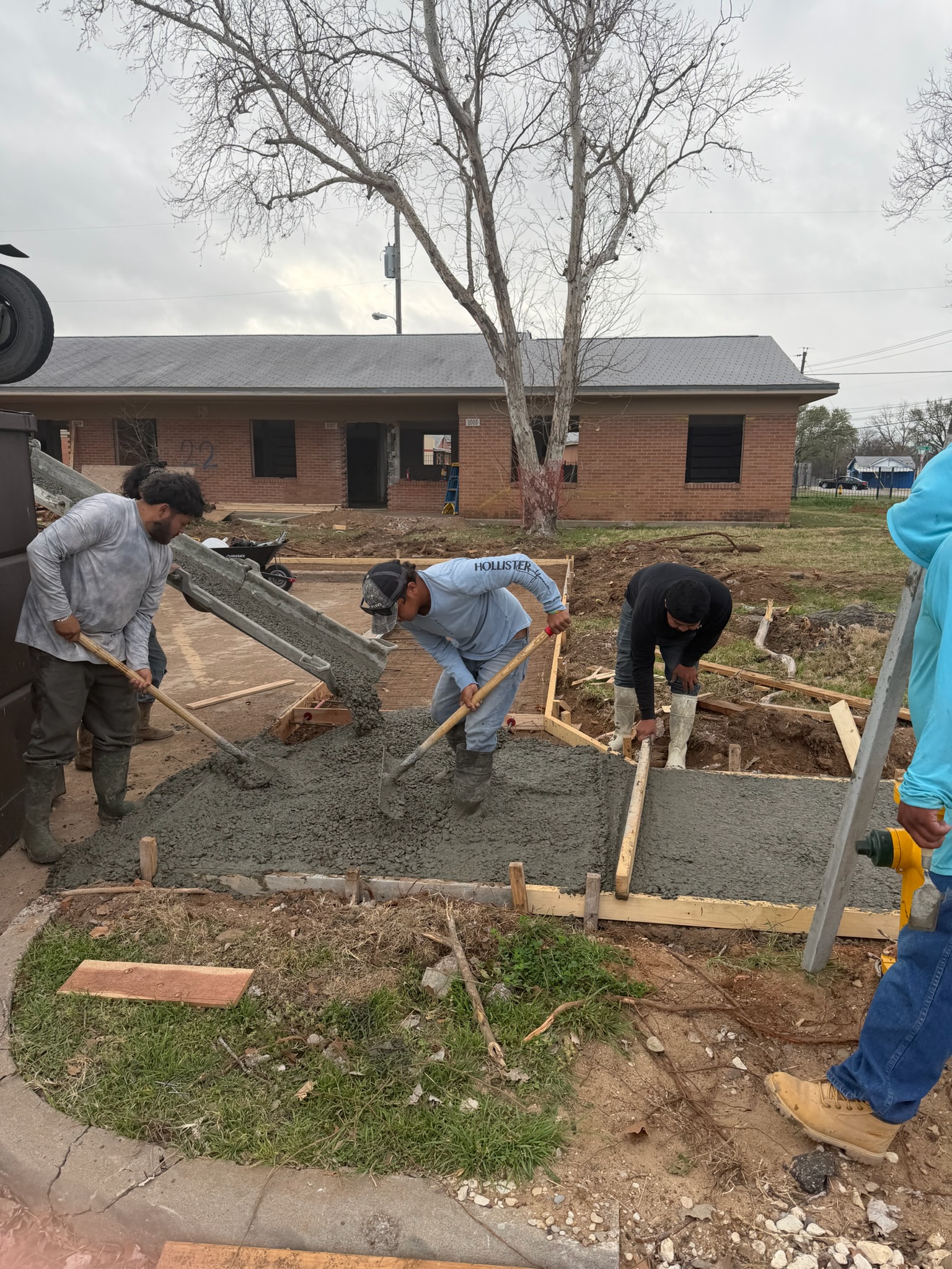 Fresh sidewalk concrete being placed for a City of Waco walkway project